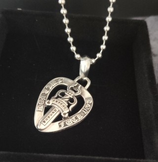 Chrome Hearts Sword Shield Heart Pendant Silver Necklace view 7