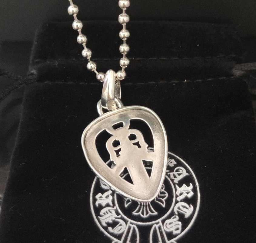 Chrome Hearts Sword Shield Heart Pendant Silver Necklace view