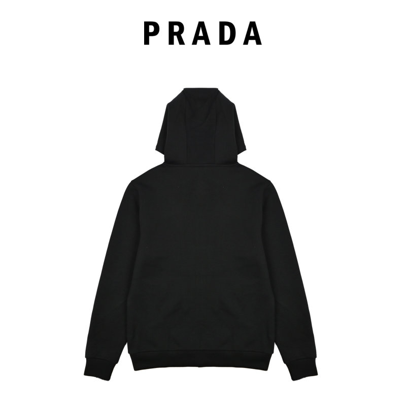Black Zip Hoodie Jacket with Red Accent Stripe view