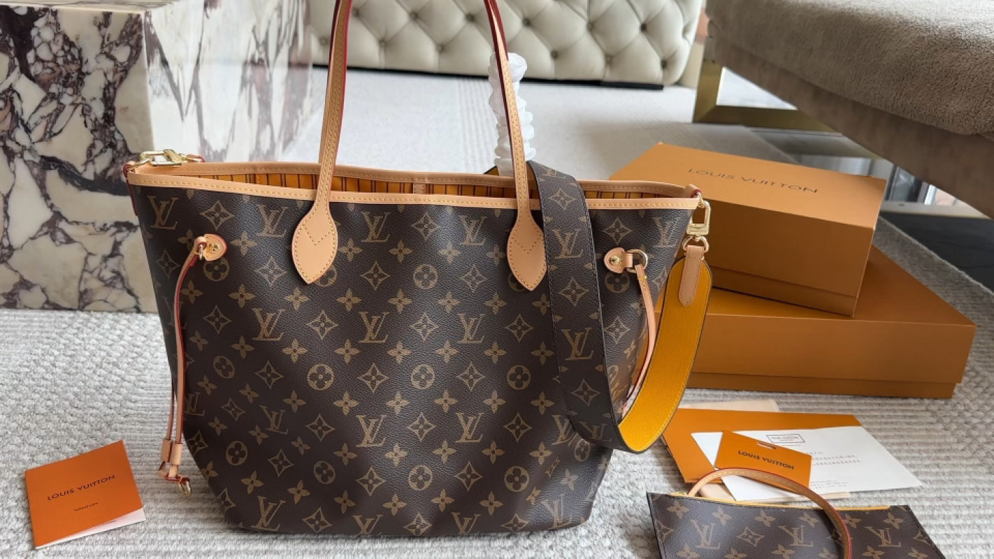 Louis Vuitton Monogram Neverfull Tote Bag Brown