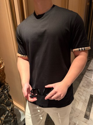 Burberry Black Check Cuff T-Shirt
