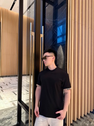 Burberry Black Check Cuff T-Shirt view 2