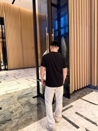 Burberry Black Check Cuff T-Shirt view 5
