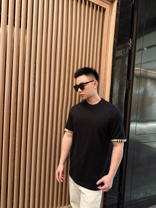 Burberry Black Check Cuff T-Shirt view 8