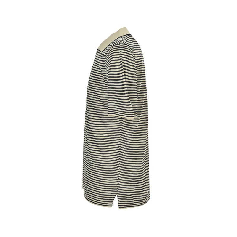 Black & White Striped Polo Shirt view