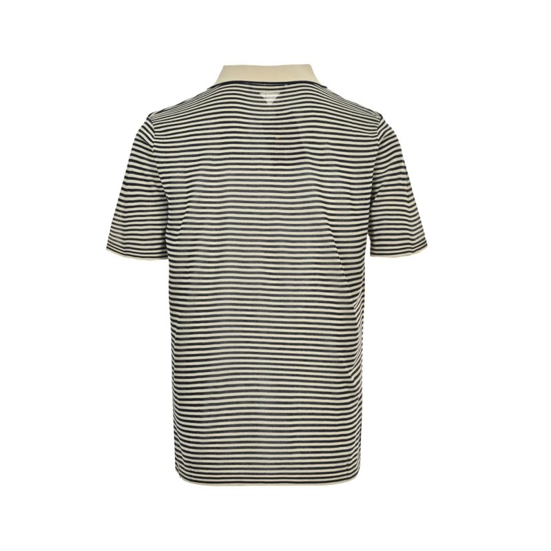 Black & White Striped Polo Shirt view