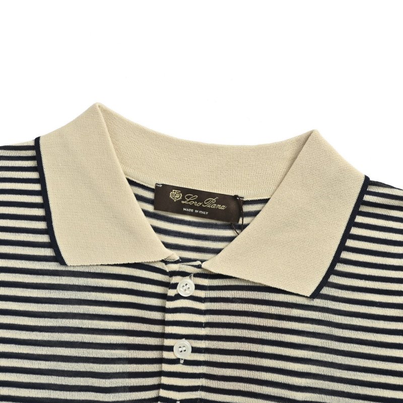 Black & White Striped Polo Shirt view
