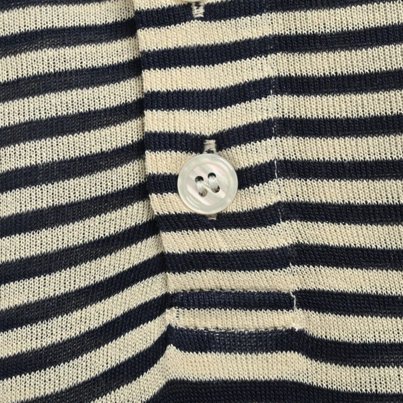 Black & White Striped Polo Shirt view