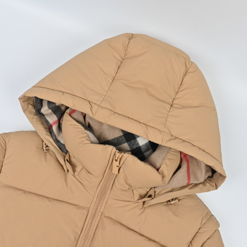 Beige Puffer Down Jacket with Hood view