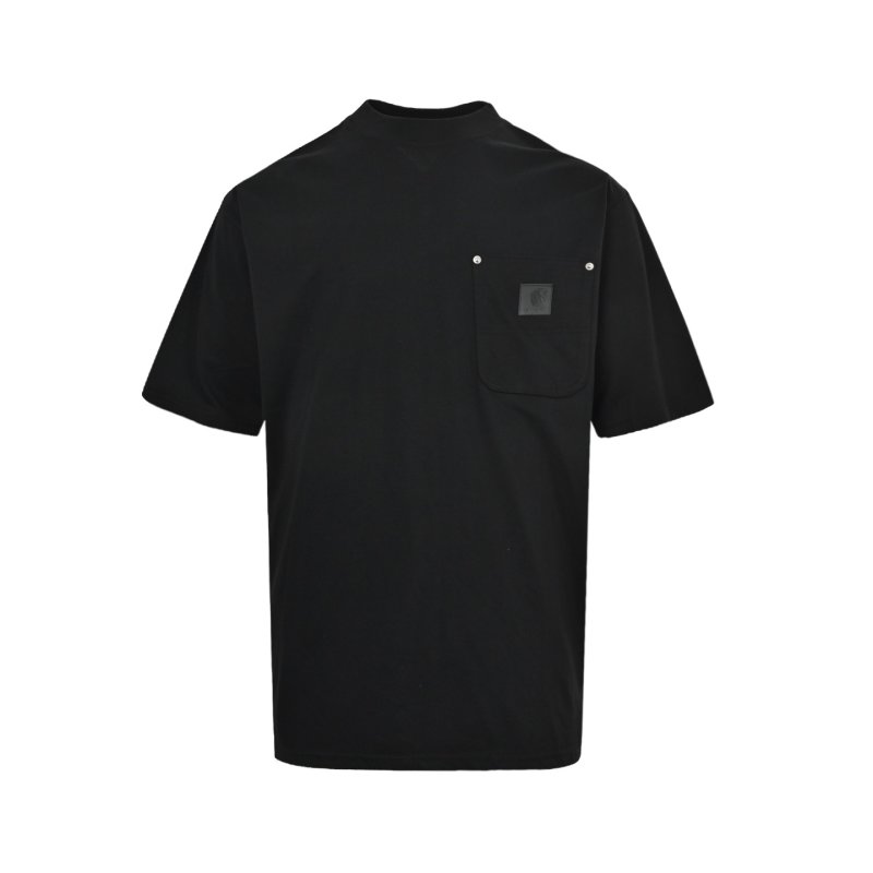 Black Pocket Crew Neck Short Sleeve T-Shirt view