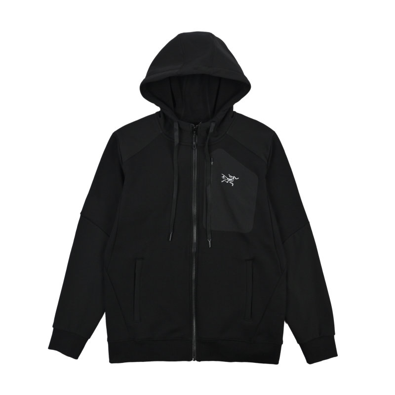 Arc'teryx Black Zip Hoodie Jacket with Chest Pocket view