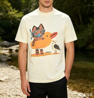 Gucci Cream Animals Graphic T-Shirt