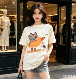 Gucci Cream Animals Graphic T-Shirt view 3