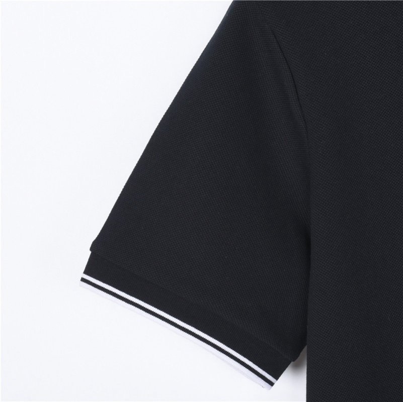 Moncler Black Polo Shirt with Striped Trim view