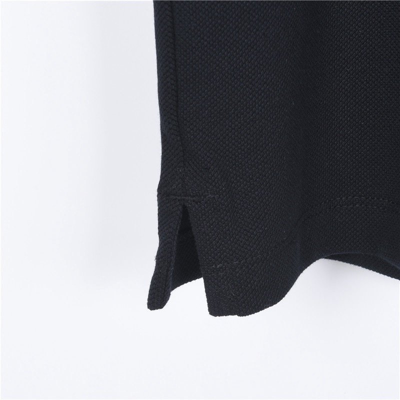 Moncler Black Polo Shirt with Striped Trim view