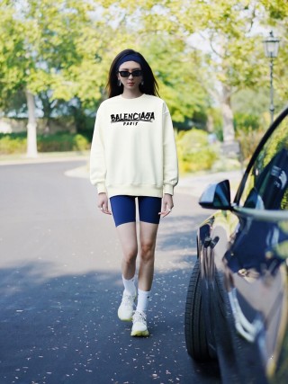 Balenciaga Paris Logo Cream Hoodie
