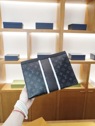 Louis Vuitton Monogram Canvas Clutch Bag Navy view 2