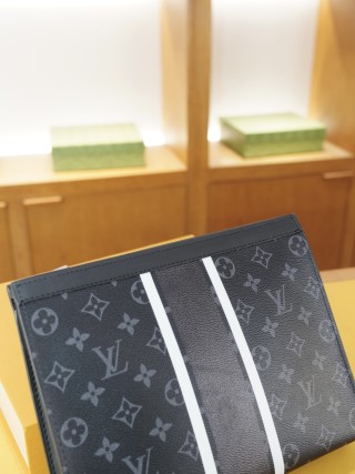 Louis Vuitton Monogram Canvas Clutch Bag Navy view 3