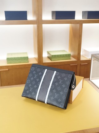 Louis Vuitton Monogram Canvas Clutch Bag Navy view 4