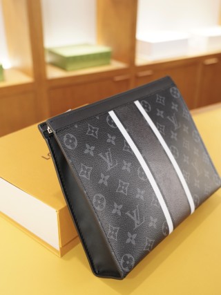 Louis Vuitton Monogram Canvas Clutch Bag Navy view 5