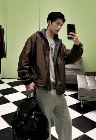 Prada Nylon Hooded Jacket Brown view 2