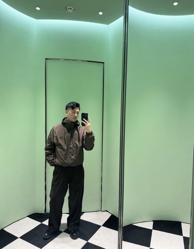 Prada Nylon Hooded Jacket Brown view