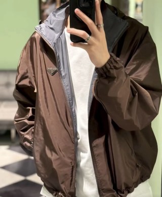 Prada Nylon Hooded Jacket Brown view 5