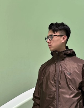 Prada Nylon Hooded Jacket Brown view 8