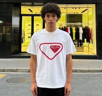 Prada Heart Logo White T-Shirt view 4
