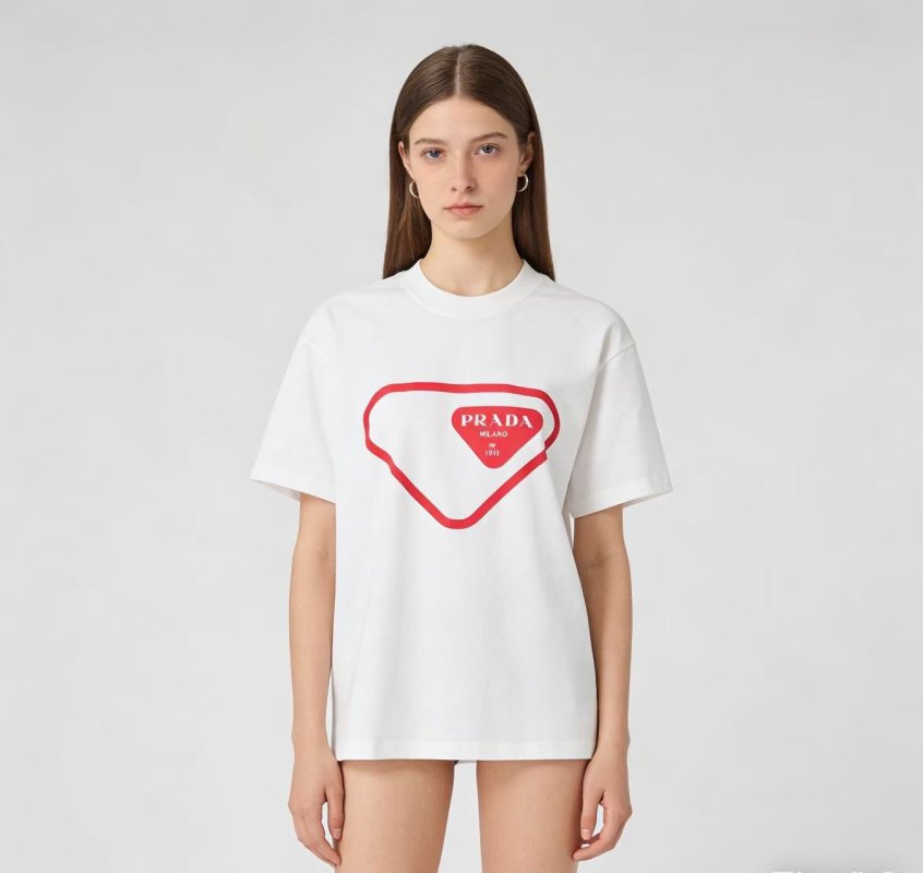 Prada Heart Logo White T-Shirt view