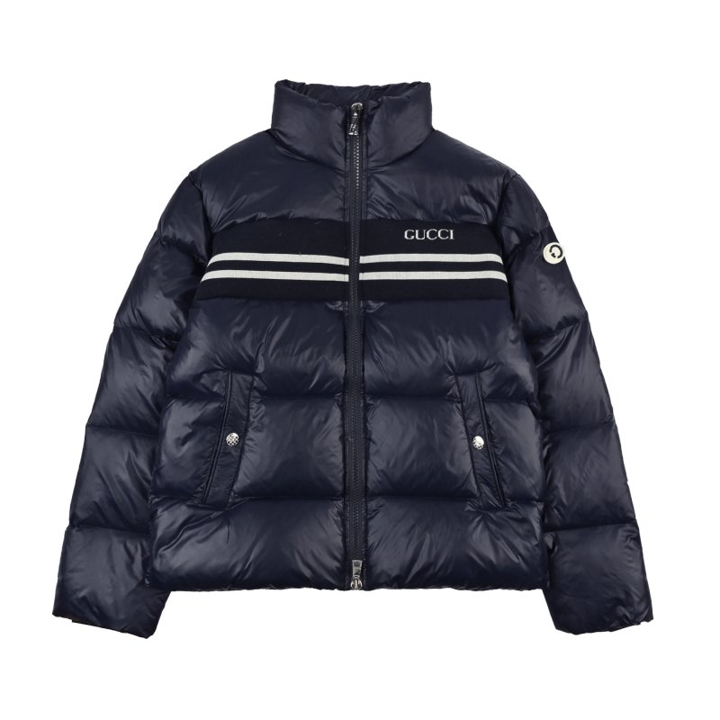 Gucci Navy Striped Down Puffer Jacket view