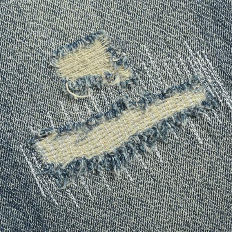 Light Wash Distressed Ripped Denim Jeans view