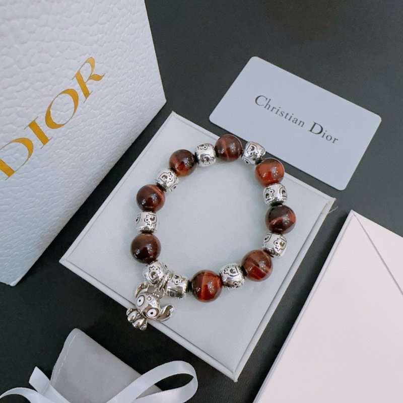 Dior Agate & Thai Silver Beaded Bracelet - Red Brown view