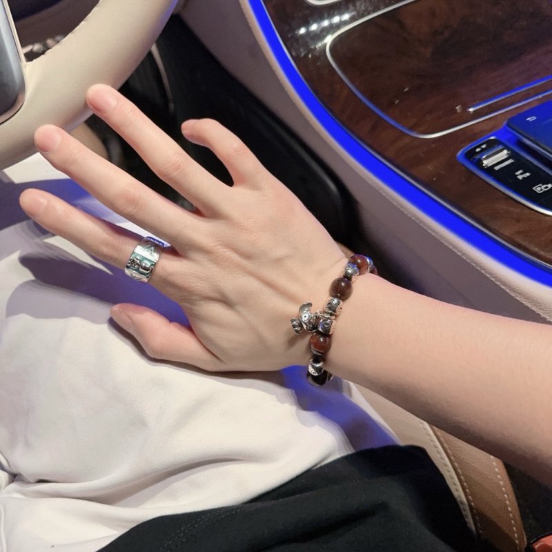 Dior Agate & Thai Silver Beaded Bracelet - Red Brown view