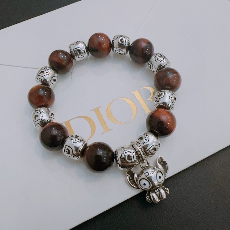Dior Agate & Thai Silver Beaded Bracelet - Red Brown view