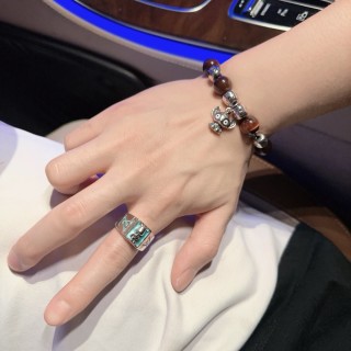 Dior Agate & Thai Silver Beaded Bracelet - Red Brown view 7