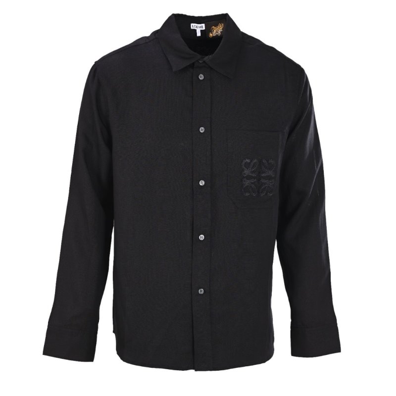 Loewe Black Long-Sleeve Shirt with Embroidered Logo view