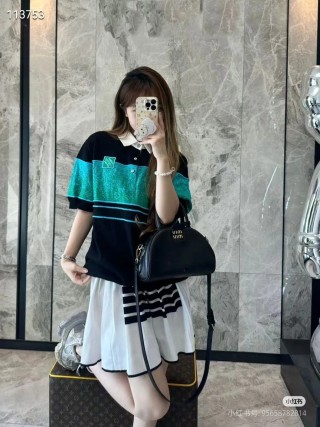 Balenciaga Black Turquoise Stripe Polo T-Shirt view 4