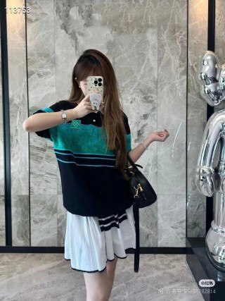 Balenciaga Black Turquoise Stripe Polo T-Shirt view 5
