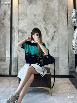 Balenciaga Black Turquoise Stripe Polo T-Shirt view 6