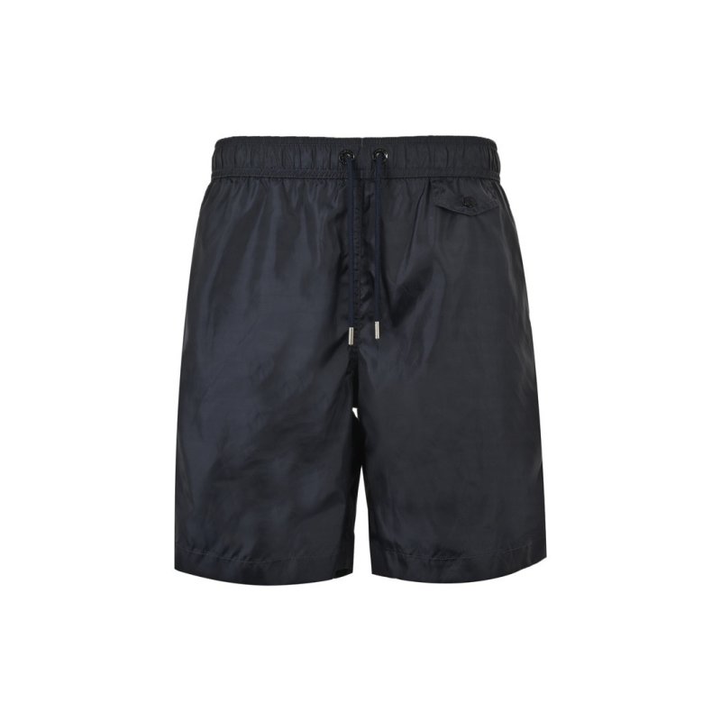 Navy Nylon Bermuda Shorts with Drawstring view