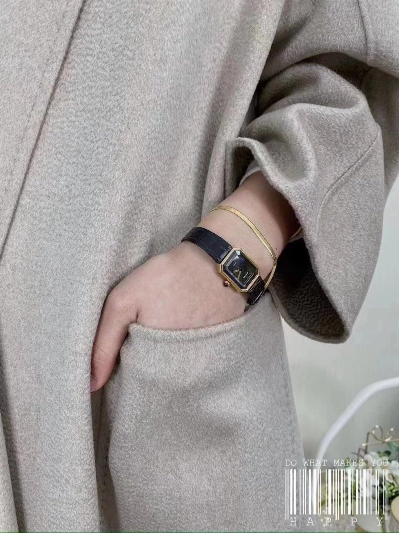 Chanel Premiere Black Leather Square Watch view