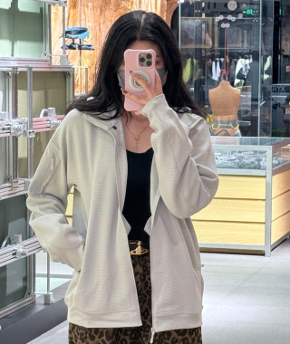 Cream Quilted Windbreaker Jacket