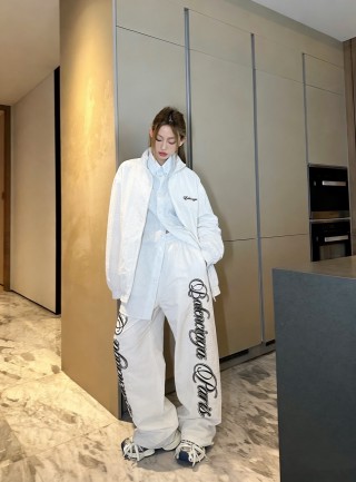 White Wide-Leg Graphic Print Pants