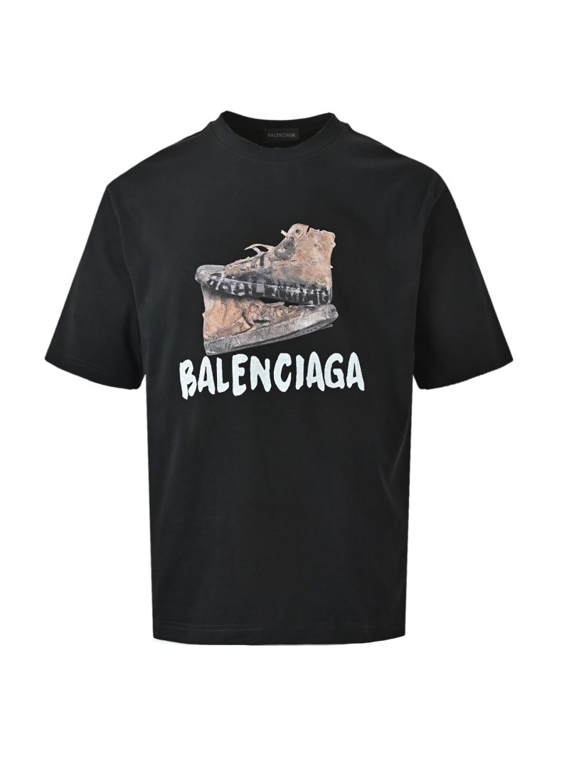 Balenciaga Distressed Shoe Print Black T-Shirt view