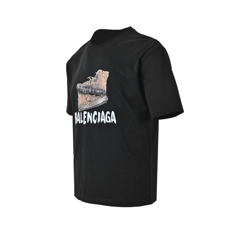 Balenciaga Distressed Shoe Print Black T-Shirt view