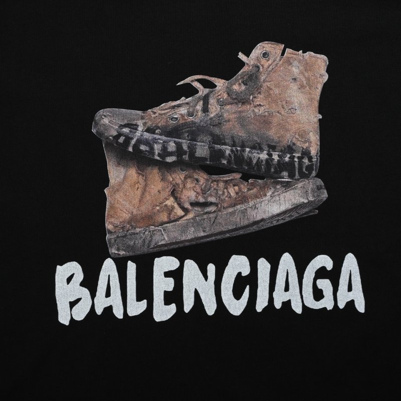Balenciaga Distressed Shoe Print Black T-Shirt view