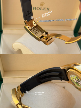 Rolex Daytona Chronograph Gold Diamond Bezel Black Rubber Strap view 9