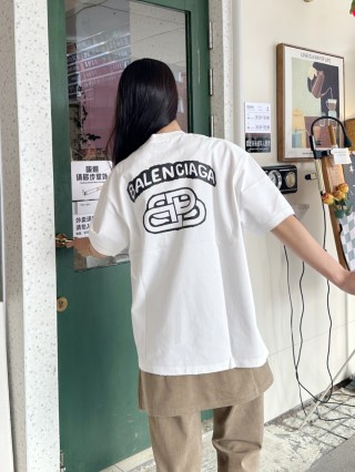 Balenciaga White Logo Short Sleeve T-Shirt view 4