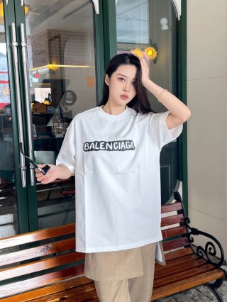 Balenciaga White Logo Short Sleeve T-Shirt view 5